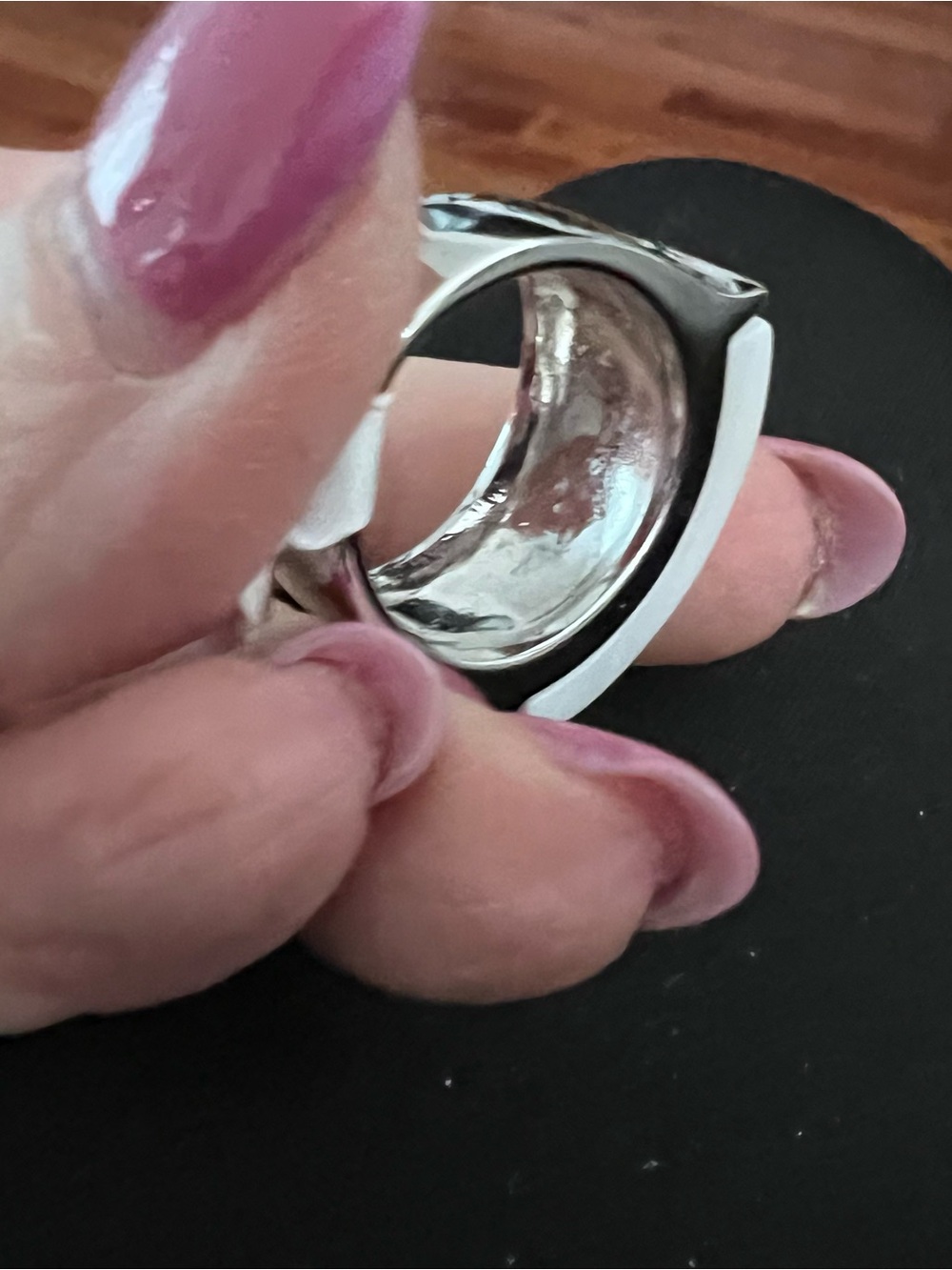 Carmella Lucie  White Ceramic Ring with Crystal Row and Silver Accents - Picture 8 of 9